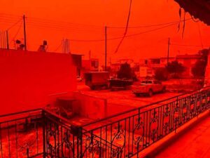 Κόκκινο το Ηράκλειο εξαιτίας της σκόνης (Φωτο+Βίντεο)